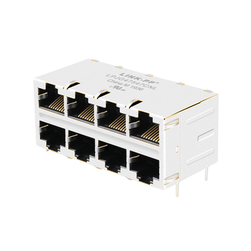 LPJG47547CNL 10/100/1000 Base-T Integrated Magnetics 2X4 Port RJ45 Female Connector