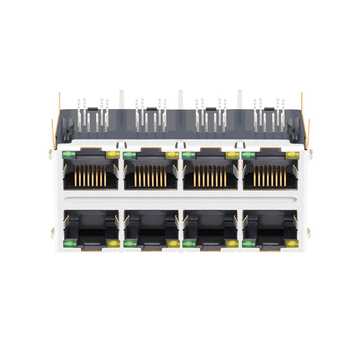 XFMRS XFGIGH-STKVDYG8-4 Compatibel LINK-PP LPJG47561ADNL 10/100/1000 Base-T 10p10c Geel/Groen LED 2x4 Poort Cat6 RJ45 connector afbeelding 2