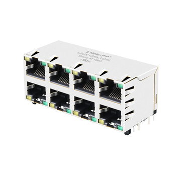 LPJE108XAGNL Tab Up Yellow/Green LED 2X4 Port RJ45 Jack Connector without Integrated Magnetics