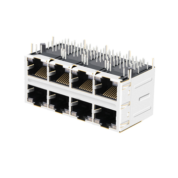 LPJG47038A4NL 1000 Base-T 2x4 منفذ مغناطيسي مدمج RJ45 مقبس أخضر وأصفر/أخضر وأصفر صورة LED 3