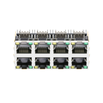 LPJE108XAHNL 2x4 port rj45 modular jack without magnetics tab up green yellow led image 2