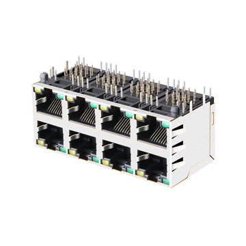 Разъемы LPJE108XAHNL RJ45 2x4 без магнитного трансформатора, зеленый/желтый светодиод (изображение 3).