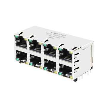 LPJE108XAHNL 2x4 Port RJ45 Modular Jack Without Magnetics Tab Up Green/Yellow LED