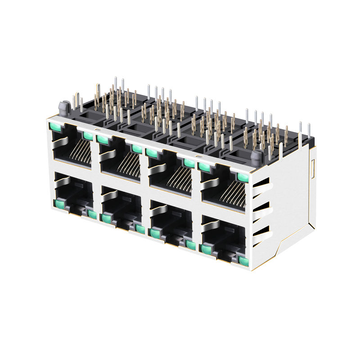 LPJE108XAWNL タブアップ グリーン/グリーンLED 2x4ポート RJ45ジャックコネクタ（内蔵マグネットなし）画像3