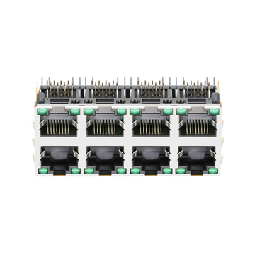 متوافق مع أمفينول RJSAE-5385-08 LINK-PP موصل إيثرنت RJ45 ثنائي المنافذ LPJE108XAWNL بدون مغناطيس مدمج، مؤشر LED أخضر/أخضر، الصورة 2