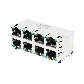 LPJE108XAWNL Tab Up Green/Green LED 2X4 Port RJ45 Jack Connector without Integrated Magnetics