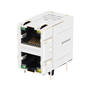 LPJ17225AHNL 10/100 Base-T Tab UP Green/Yellow LED 2X1 Port RJ45 Female Connector With Integrated Magnetics thumb image 1