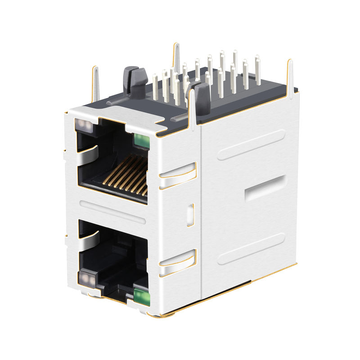 LPJG17561A8NL 100/1000 Base-T 2X1 poortaansluiting RJ45 vrouwelijke connector lipje omhoog groen/geel & groene LED afbeelding 3