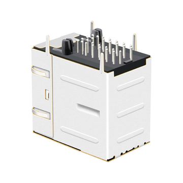 10/100/1000 Base-T Tab Zowel groene als groene en gele LED 2x1 poort 10P8C RJ45 modulaire connector afbeelding 3