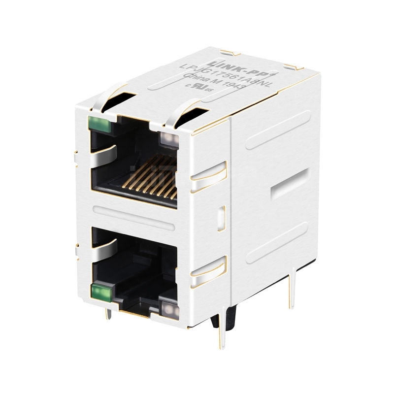 LPJG17561A8NL 100/1000 Base-T 2X1 Port Jack RJ45 Female Connector Tab Up Green/Yellow&Green LED