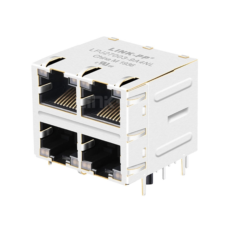Tyco 1840865-4 Compatible LINK-PP LPJ27003-9A4NL 10/100 Base-T 8p8c Green&Yellow/Green&Yellow  LED 2x2 Port Cat5 RJ45 Jack