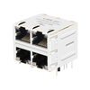 Belfuse 0879-2C2R-54 Compatible LINK-PP LPJG27037A4NL 100/1000 Base-T G&Y/G&Y Led 2x2 Port Panel Mount RJ45 Female Connector thumb image 1