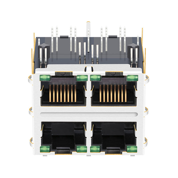 Compatibile con Belfuse 0879-2G2R-Y4 LINK-PP LPJG27037AFNL Connettore modulare RJ45 a 2 porte 10/100/1000 Base-T 8p8c con LED verde/verde, immagine 2