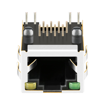Compatibile con Tyco 406549-4 LINK-PP Connettore RJ45 LPJE101AHNL senza magneti integrati, 1 porta a 1 con linguetta rivolta verso l'alto e LED verde/giallo (immagine 2).