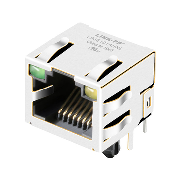 Tyco 1116173-4 Compatible LINK-PP LPJE101AHNL 1X1 Port RJ45 Connector without Integrated Magnetics Tab Up Green/Yellow LED