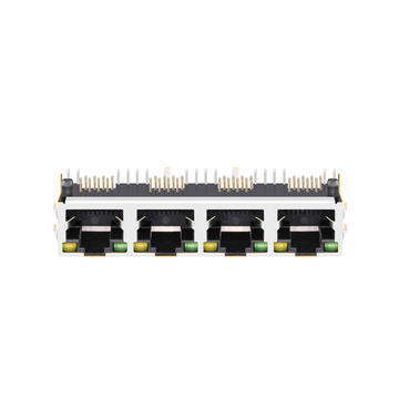 タブアップ式緑/黄LED 1x4ポートRJ45ジャック（マグネット内蔵なし）画像2