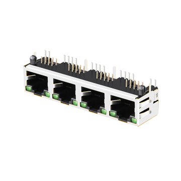 Am페놀 RJHSE-5385-04 호환 가능 LINK-PP LPJE401AWNL 탭 업 그린/그린 LED 1x4 포트 커넥터 RJ45 (내장 자석 없음) 이미지 3