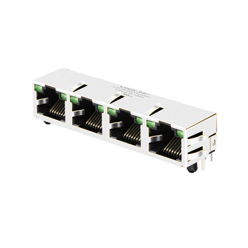 amphenol rjhse-5385-04 compatible link-pp lpje401awnl tab up green green led 1x4 port connector rj45 without integrated magnetics
