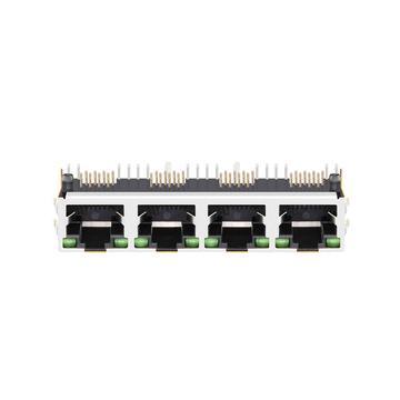 Am페놀 RJHSE-5385-04 호환 가능 LINK-PP LPJE401AWNL 탭 업 그린/그린 LED 1x4 포트 커넥터 RJ45 (내장 자석 없음) 이미지 2