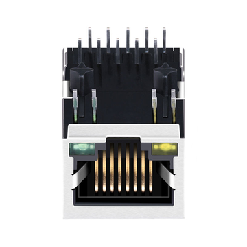 LPJG0915HGNL 100/1000 Base-T geïntegreerde RJ45-connector met magnetische lip omlaag, gele/groene LED (afbeelding 2)